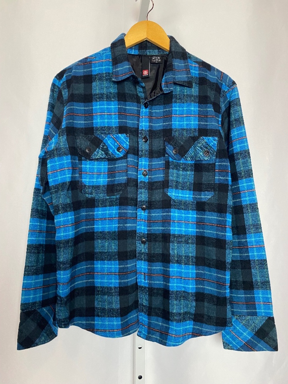 Element Menʻs Skateboards Blue | Black Long Sleeve Plaid Flannel Shirt Medium